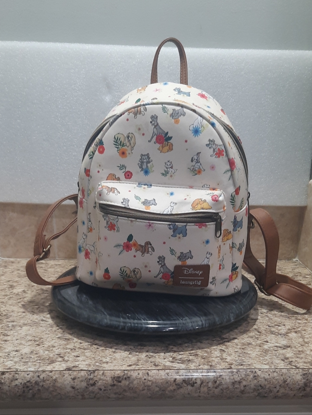 Disney Loungefly Cream Floral Animal Print Mini Backpack